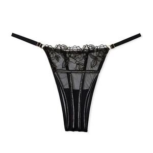 NWT Victoria's Secret Midnight Affair Brazilian Panties Sz XL - Black Embroidery